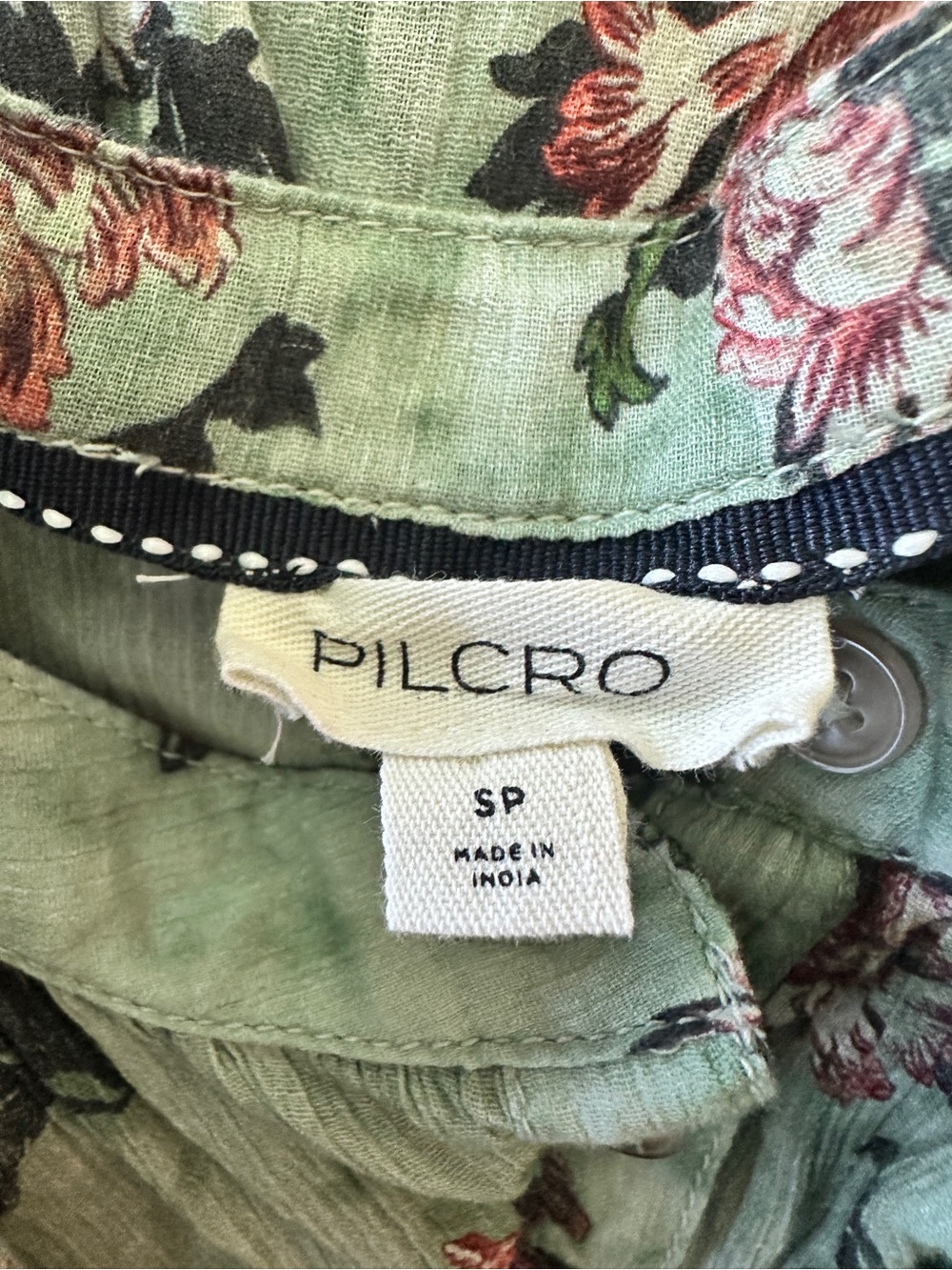 Anthropologie Pilcro The Sidney Batwing Blouse Green Floral Cotton Gauze SP - Picture 3 of 5